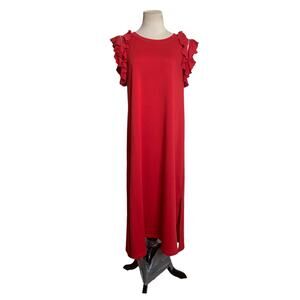 Violet Weekend red ruffled sleeves maxi dress size large